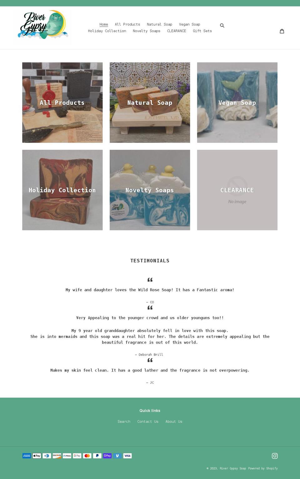 rivergypsysoap.com shopify website screenshot