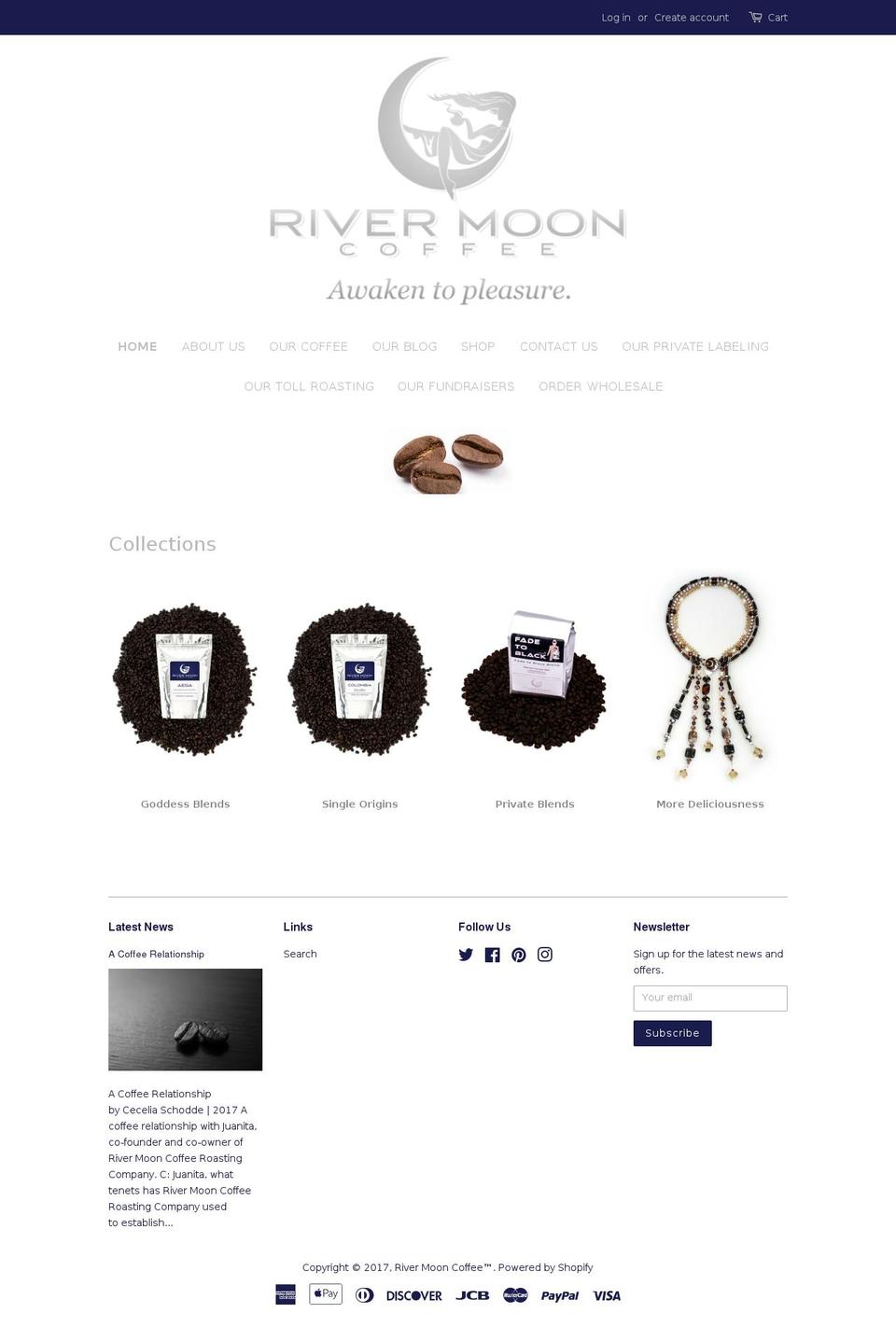 rivermooncoffee.com shopify website screenshot