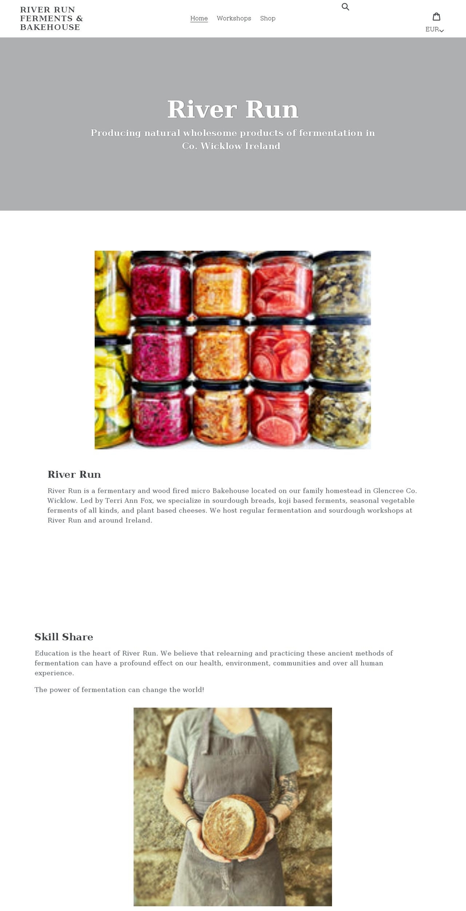 riverrunferments.com shopify website screenshot