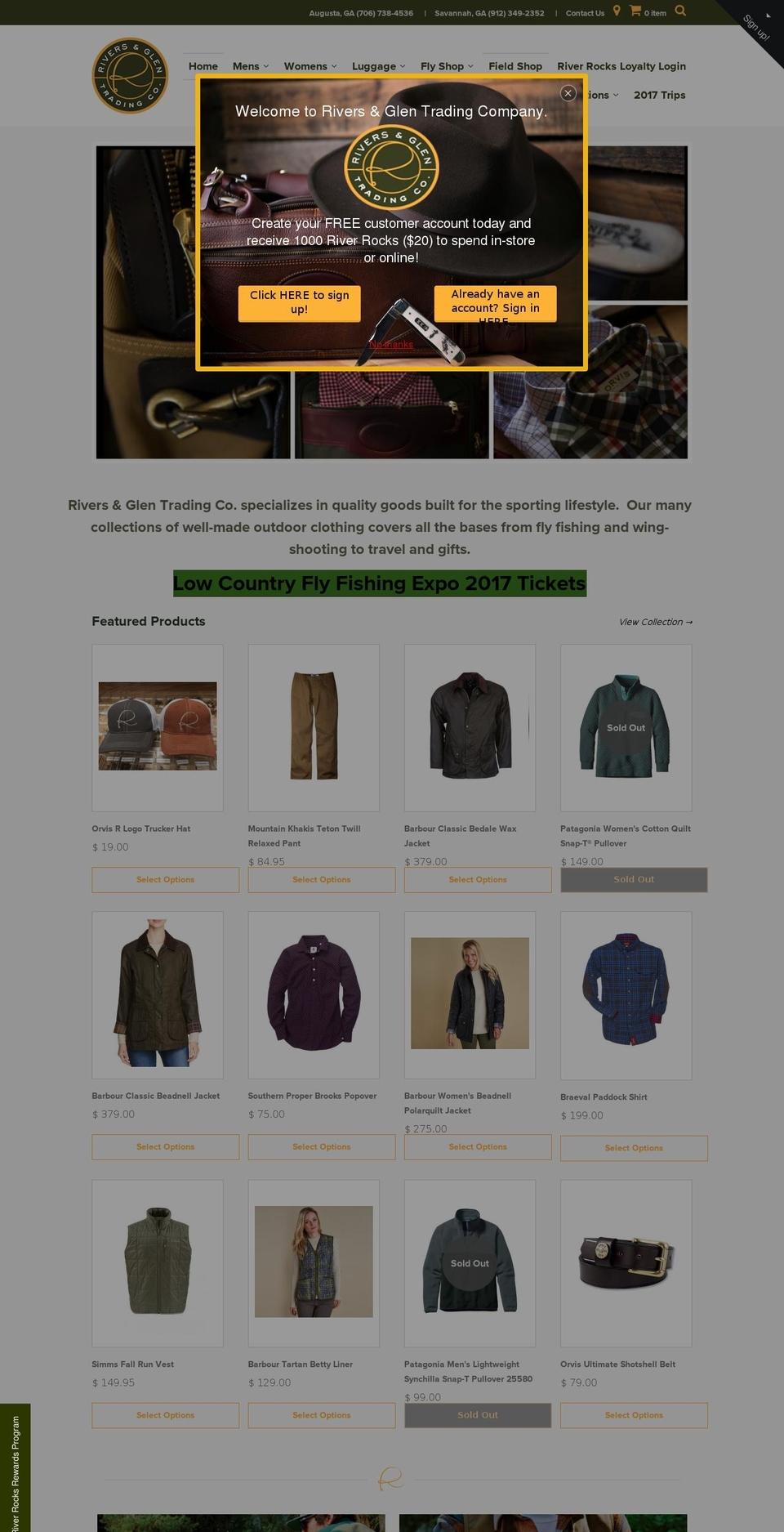 riversandglen.com shopify website screenshot