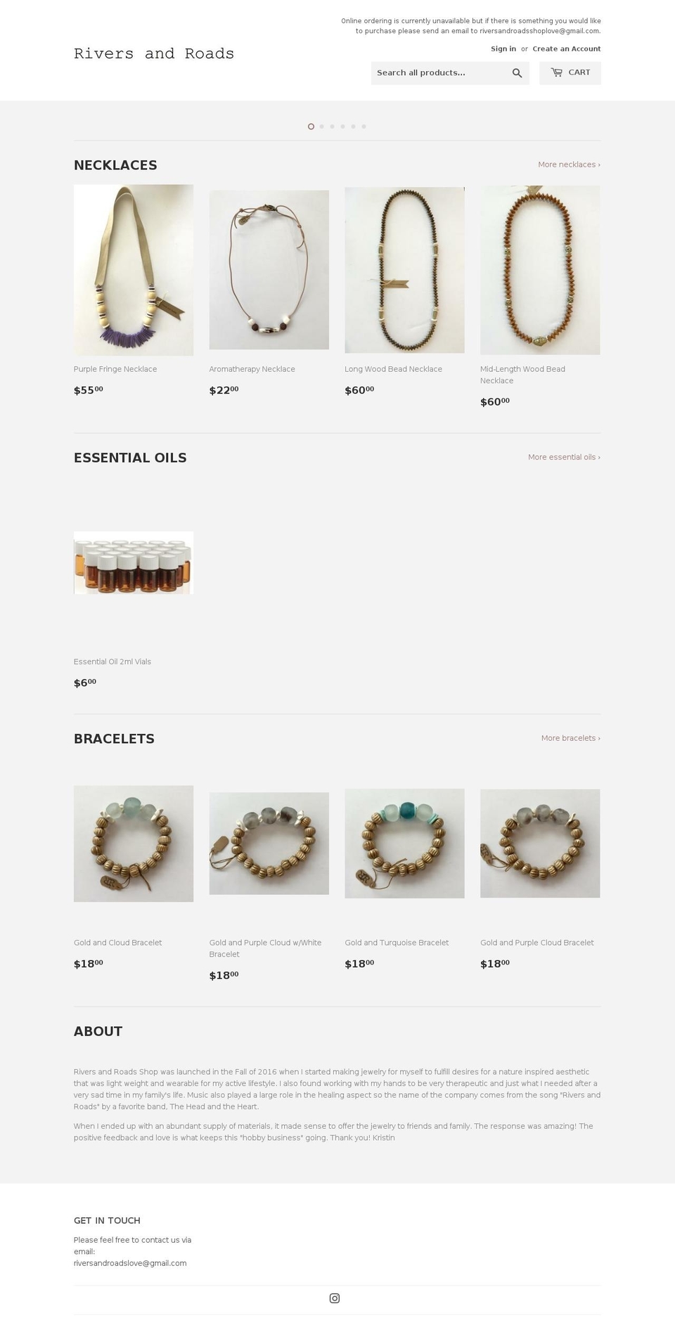 riversandroadsshop.com — Shopify storefront screenshot