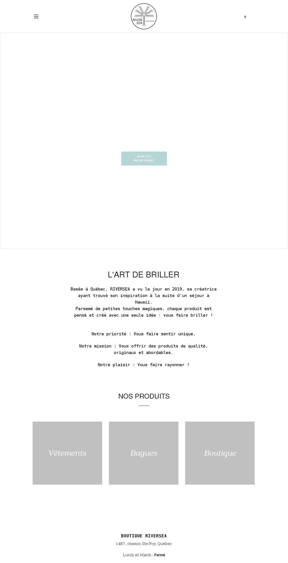 riversea-shop.com shopify website screenshot