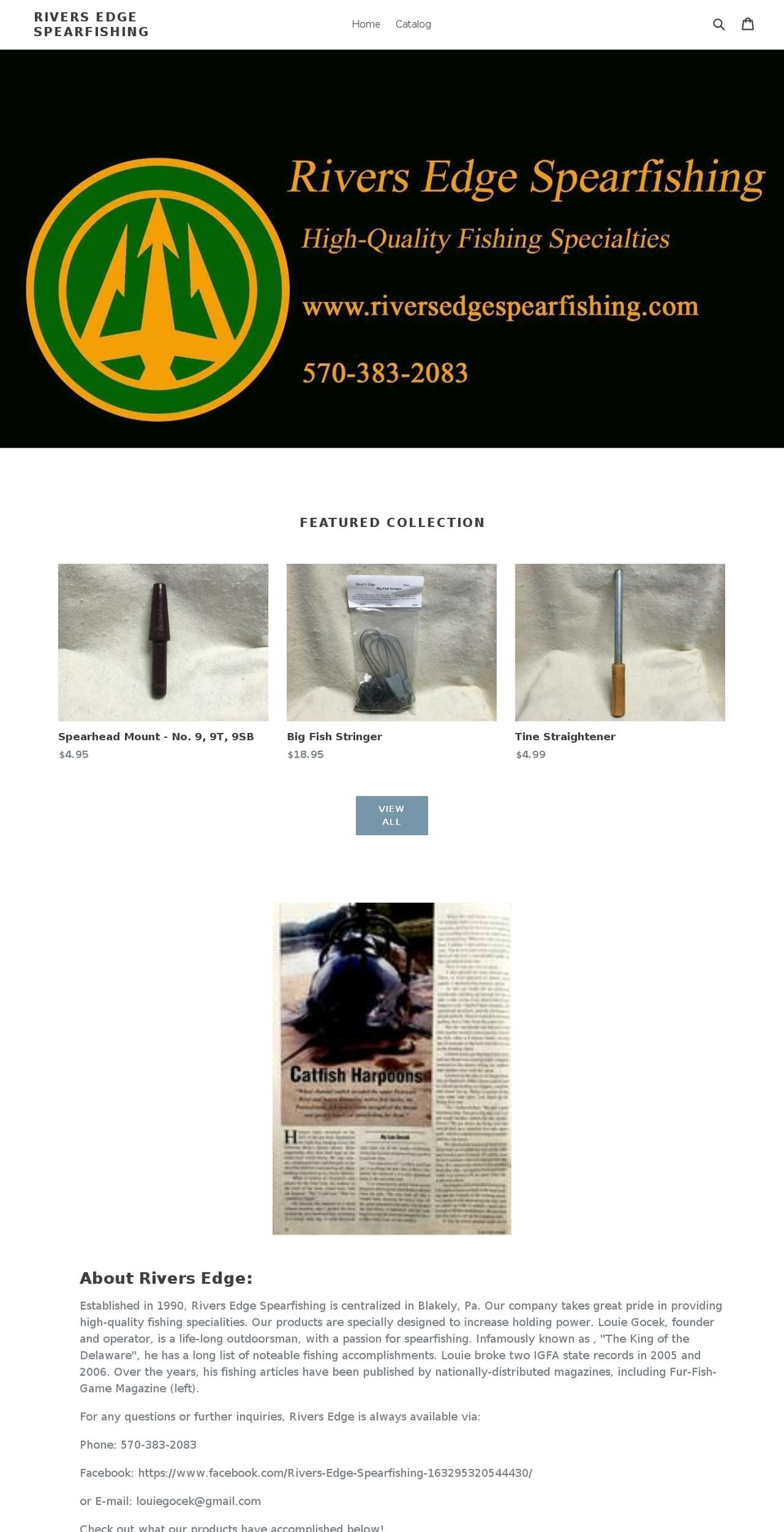 riversedgespearfishing.com — Shopify storefront screenshot