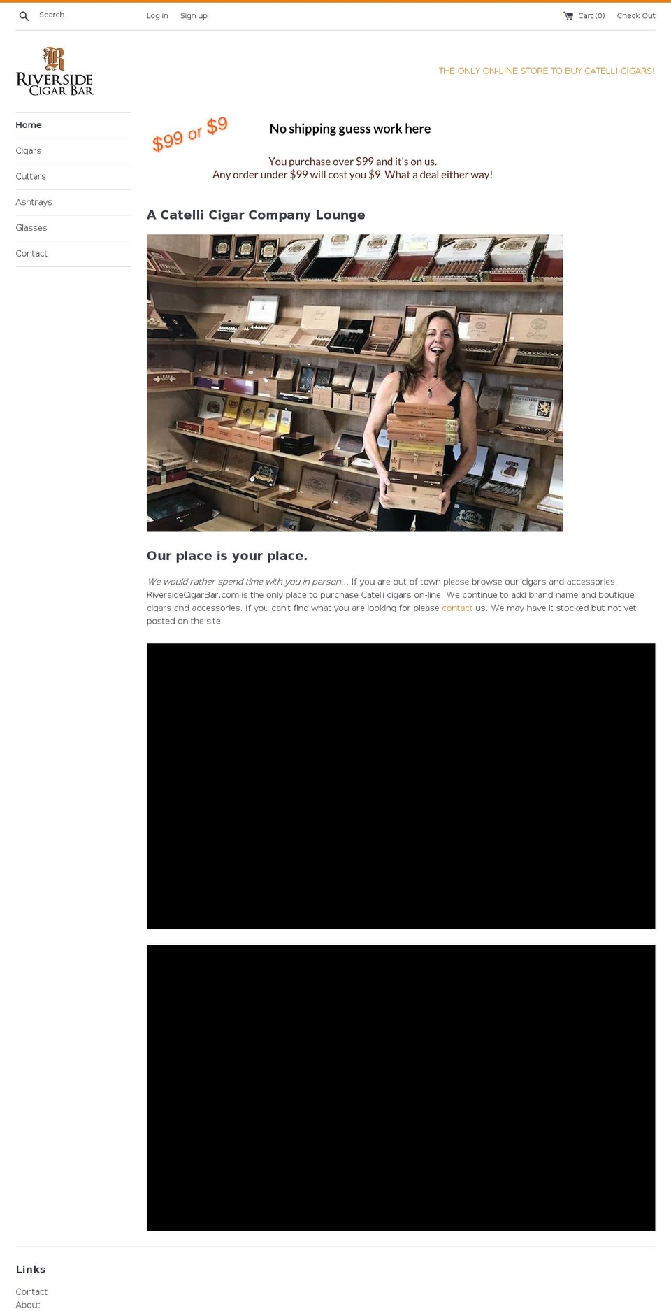 riversidecigarbar.com shopify website screenshot