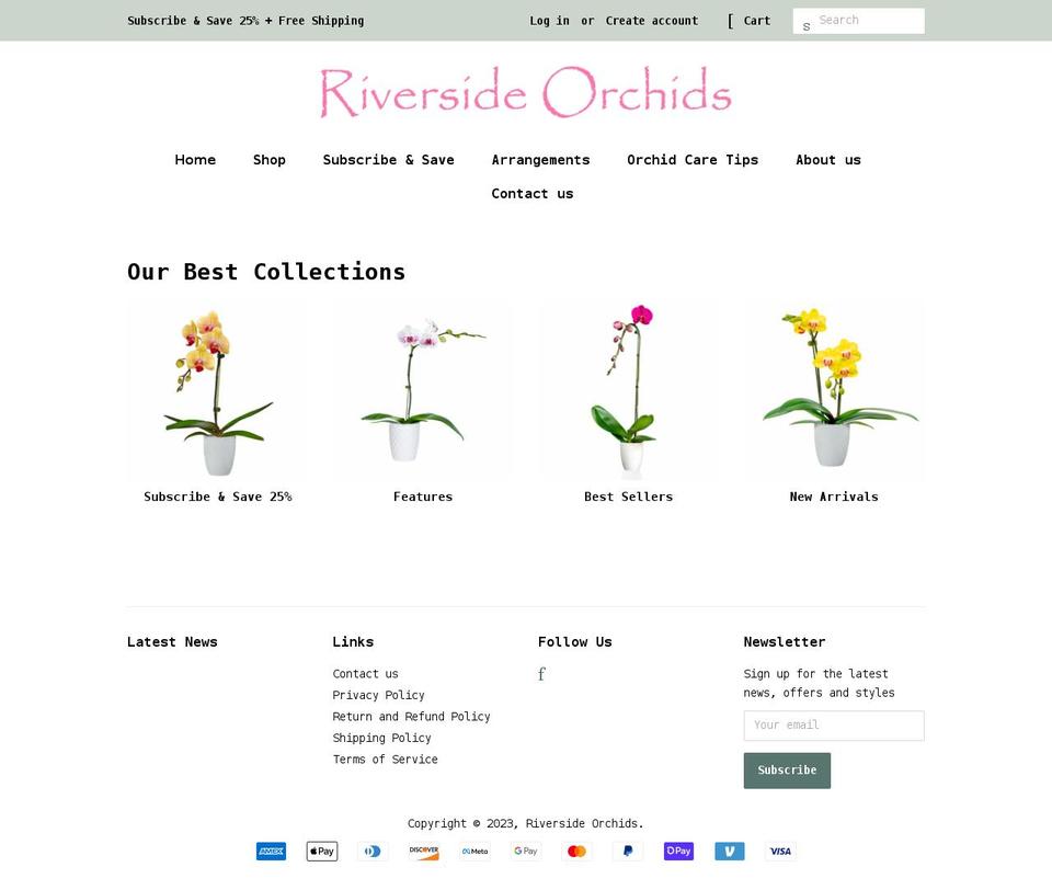riversideorchids.com shopify website screenshot