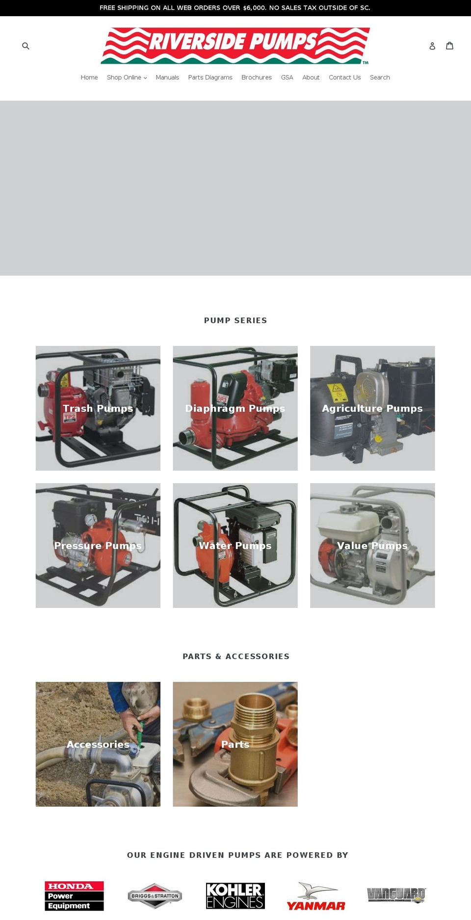 riversidepumpmfg.com shopify website screenshot