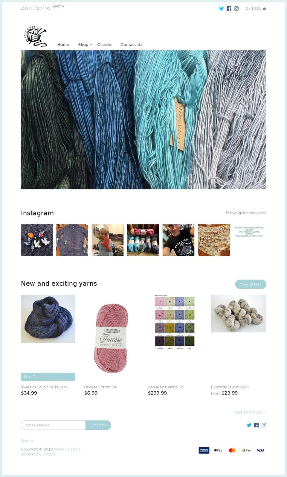 riversideyarns.com — Shopify storefront screenshot