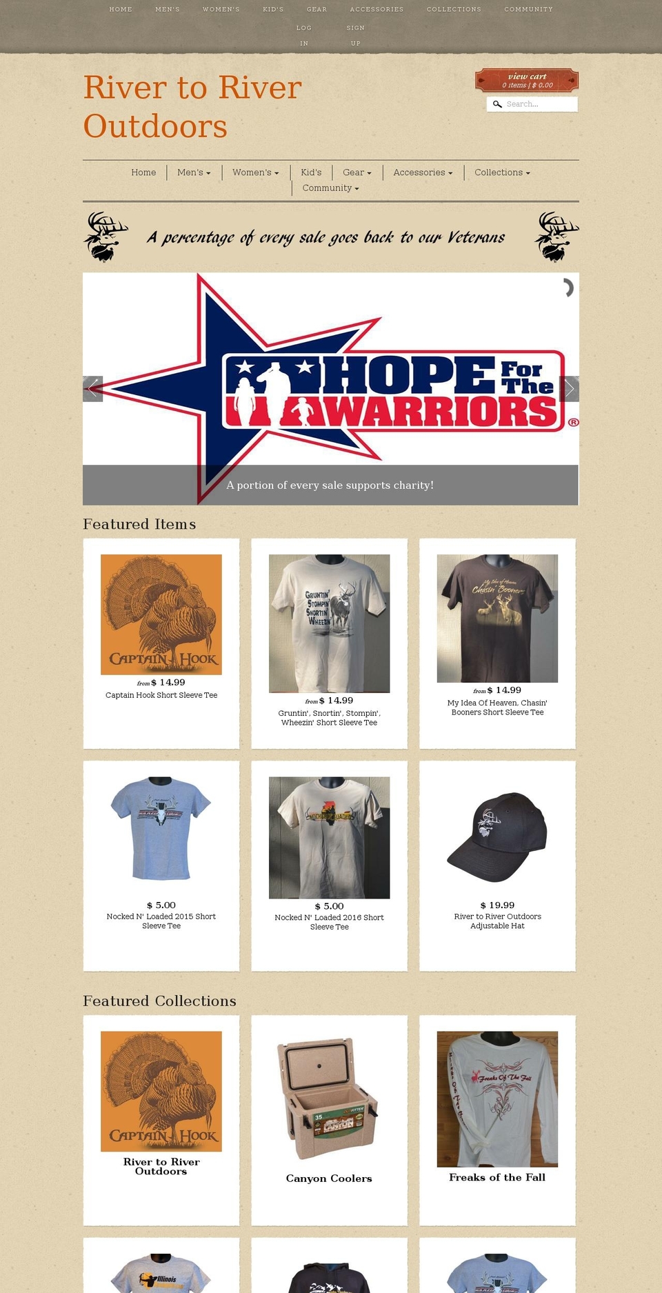 rivertoriveroutdoors.com — Shopify storefront screenshot