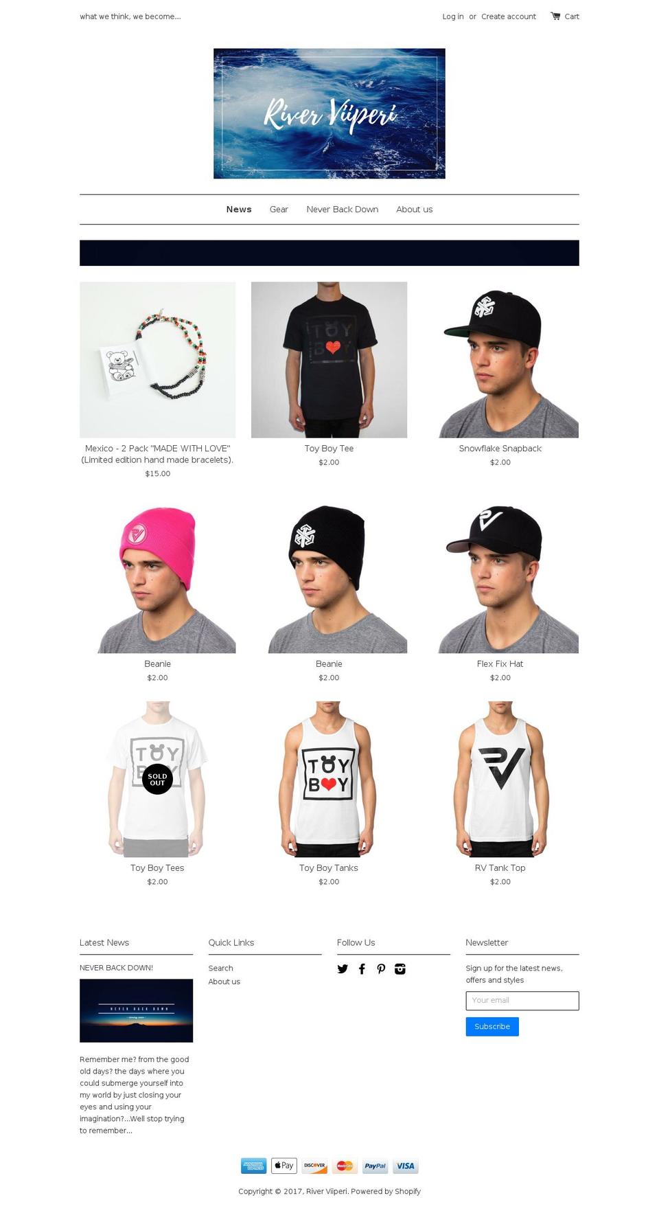 riverv.com shopify website screenshot