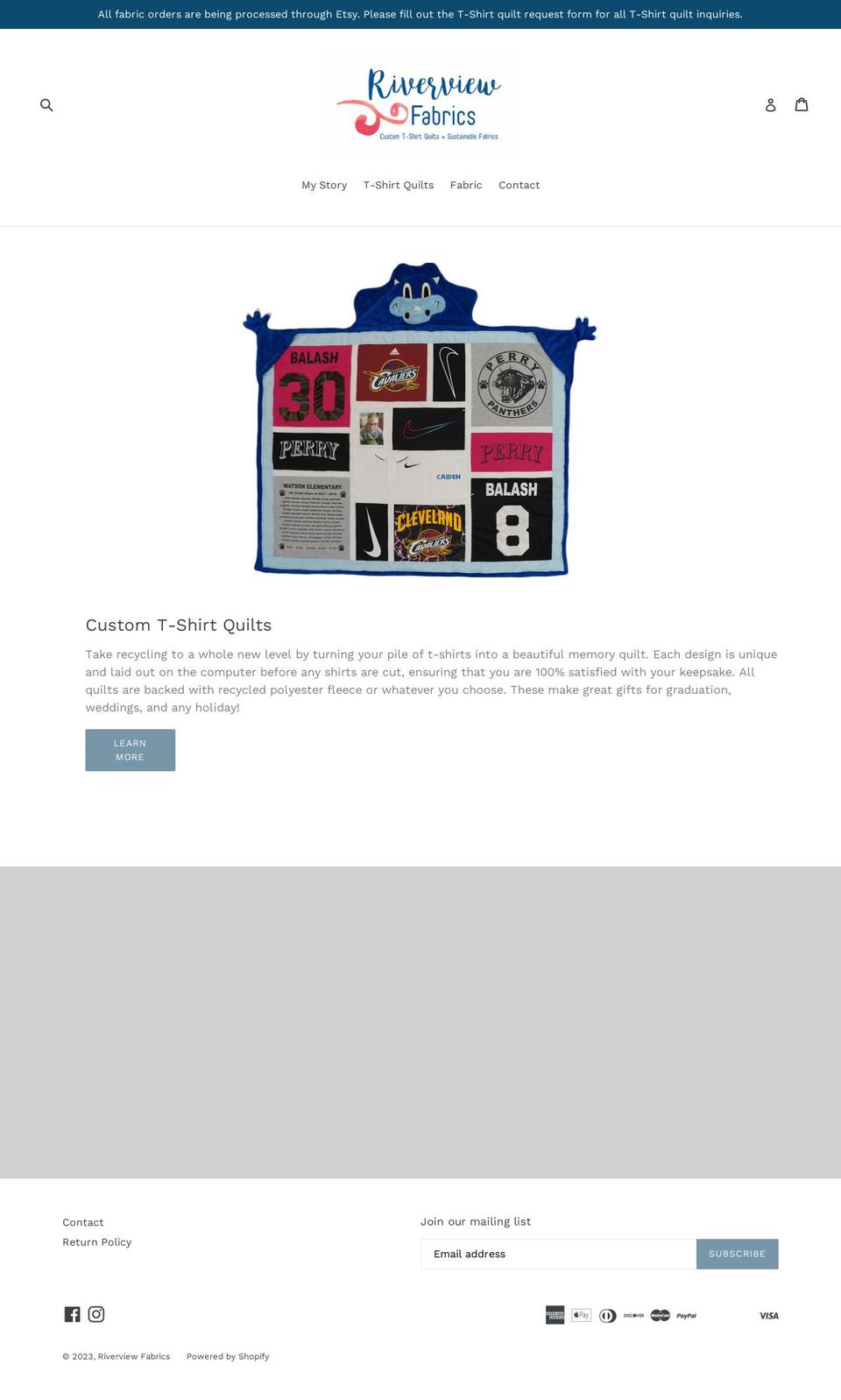 riverviewfabrics.com — Shopify storefront screenshot