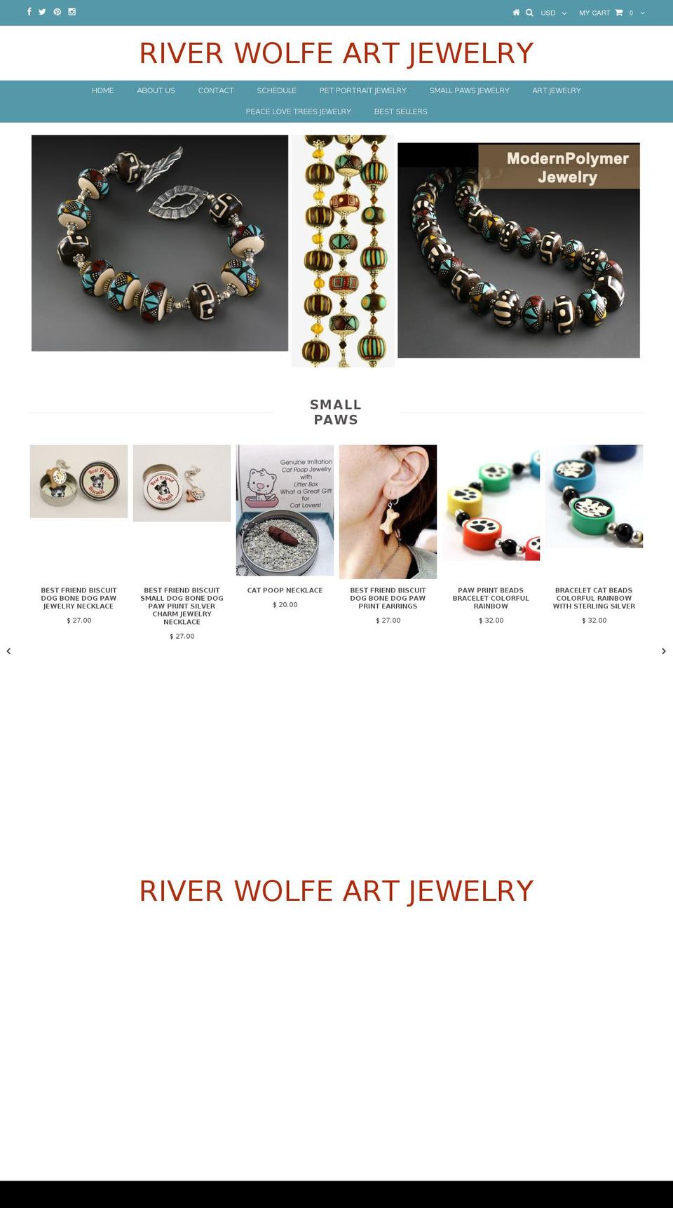 riverwolfeartjewelry.com shopify website screenshot