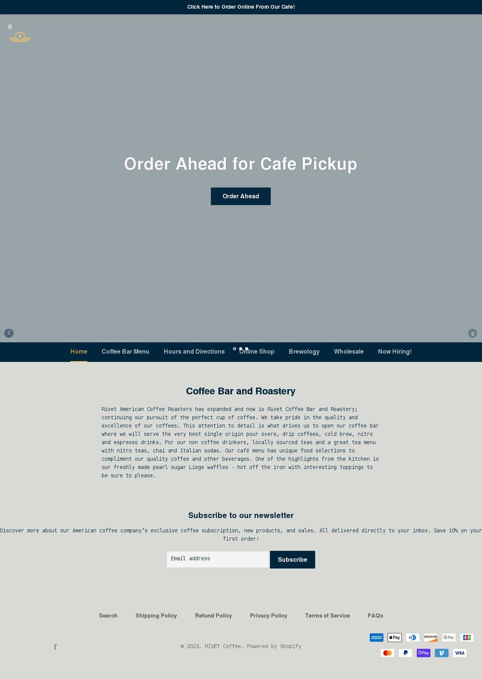 rivetcoffee.com shopify website screenshot
