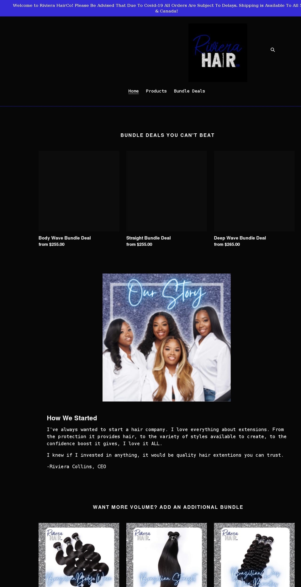 rivierahairco.com shopify website screenshot