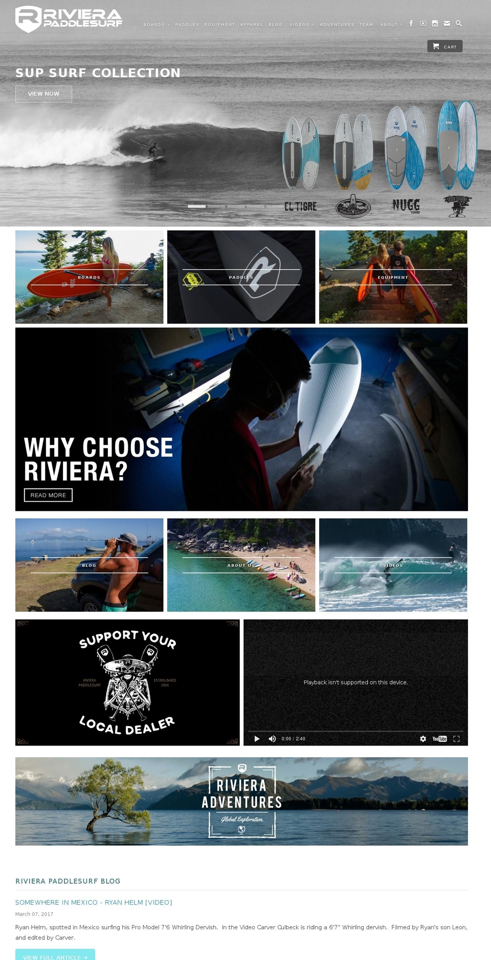 rivierapaddlesurf.com shopify website screenshot
