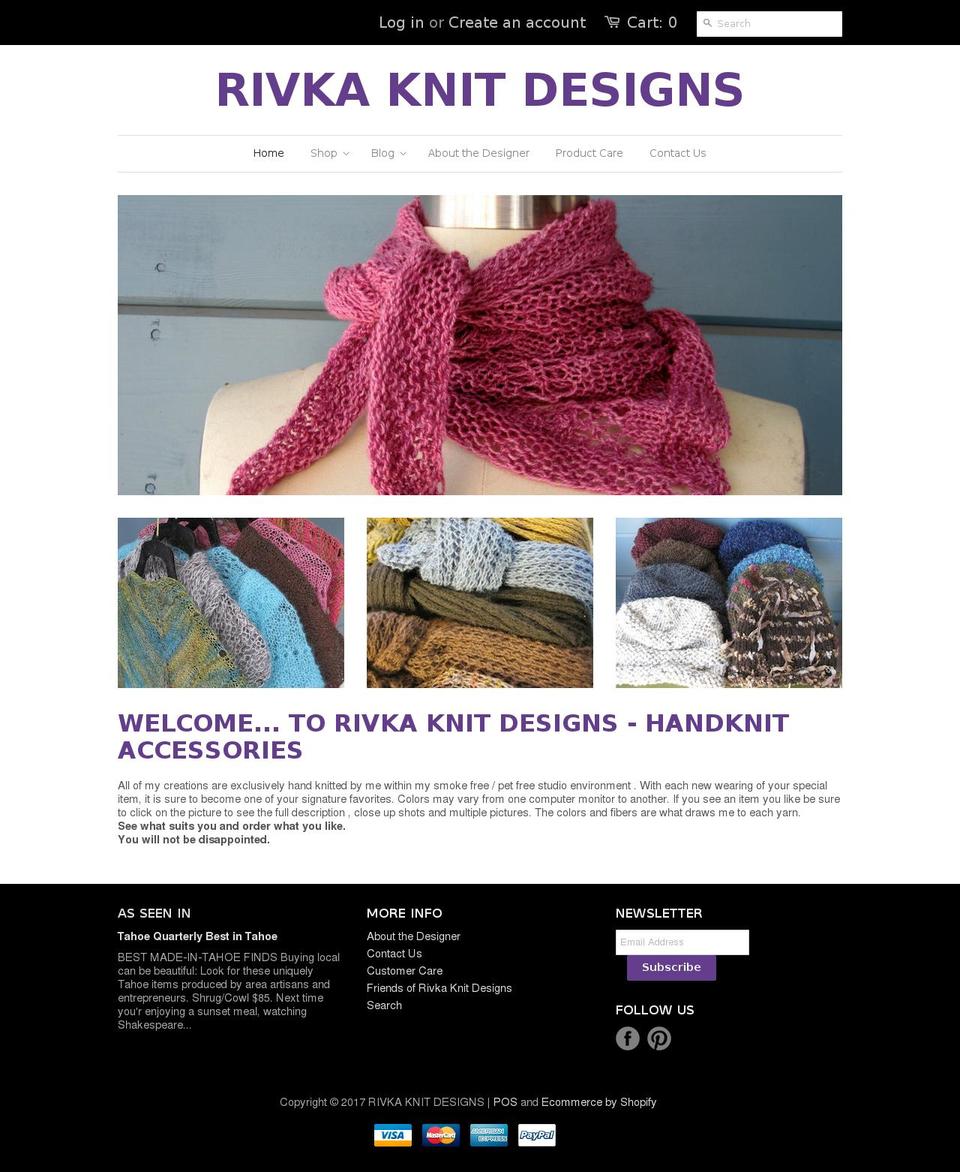 rivkaknitdesigns.com shopify website screenshot