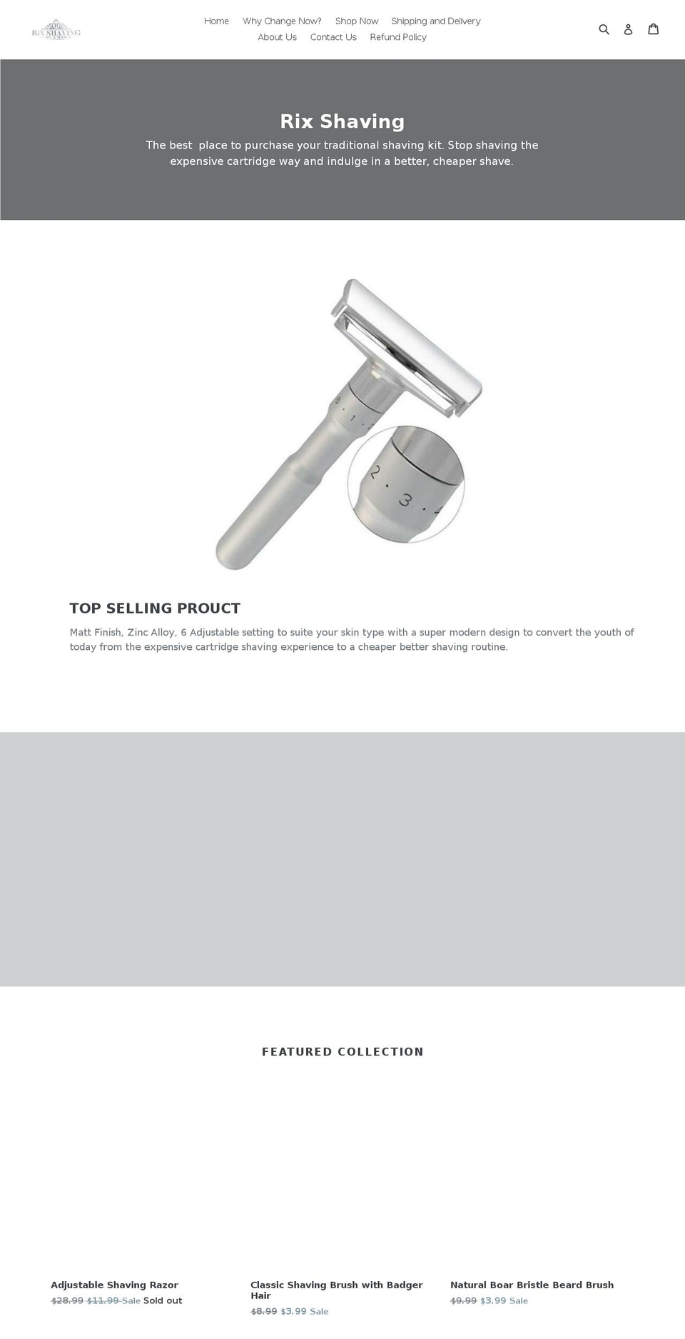 rixshaving.com — Shopify storefront screenshot