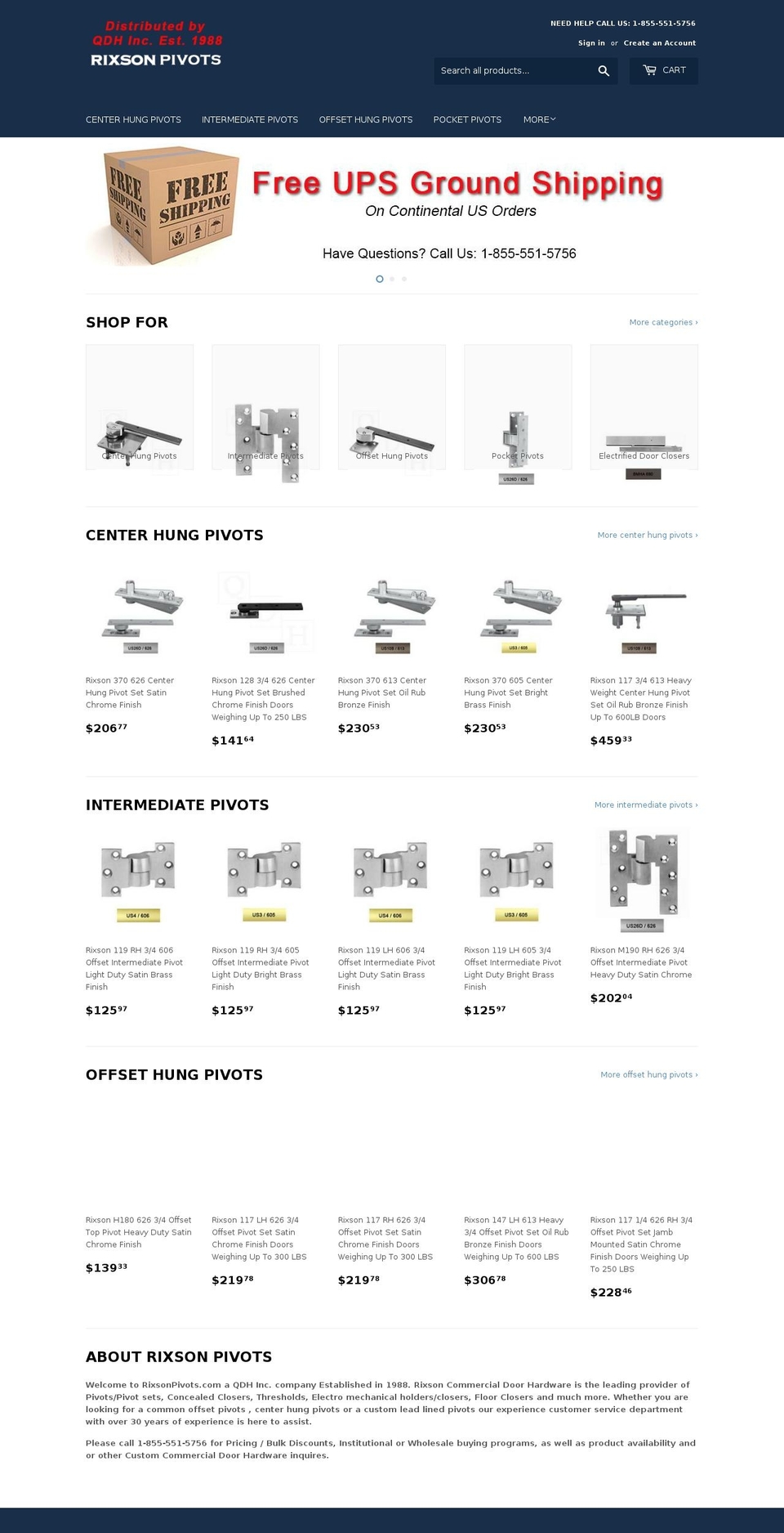 rixsonpivots.com — Shopify storefront screenshot