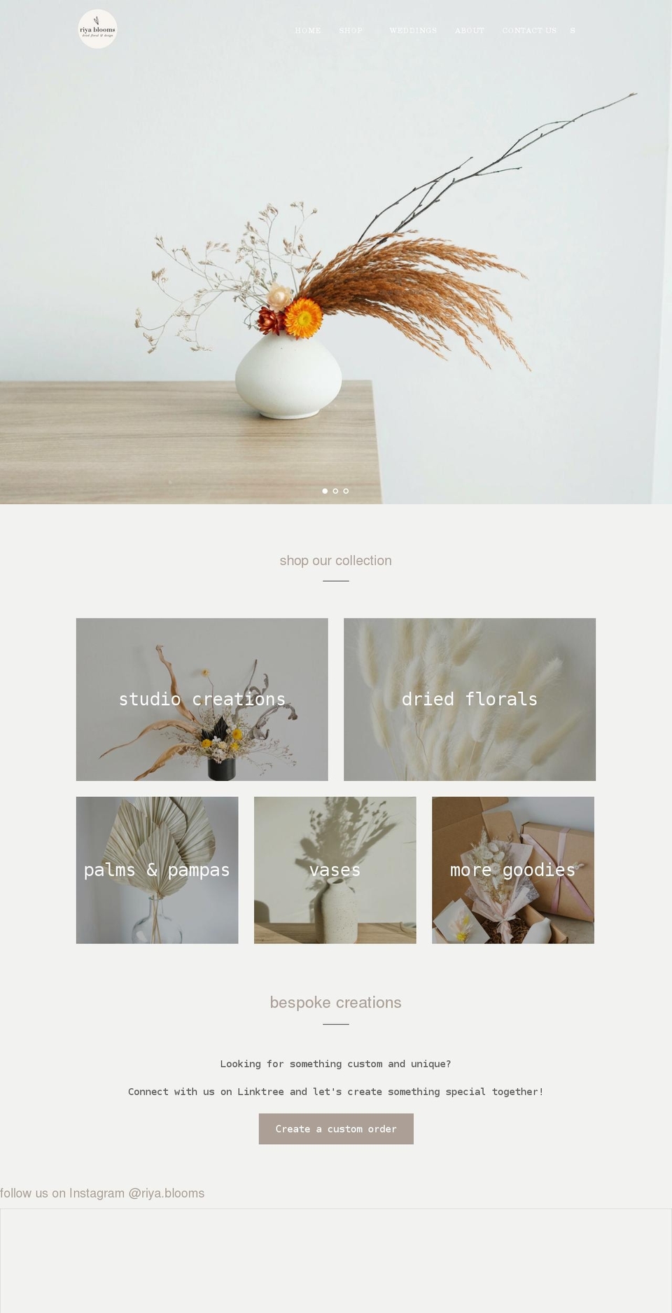 riyablooms.com shopify website screenshot