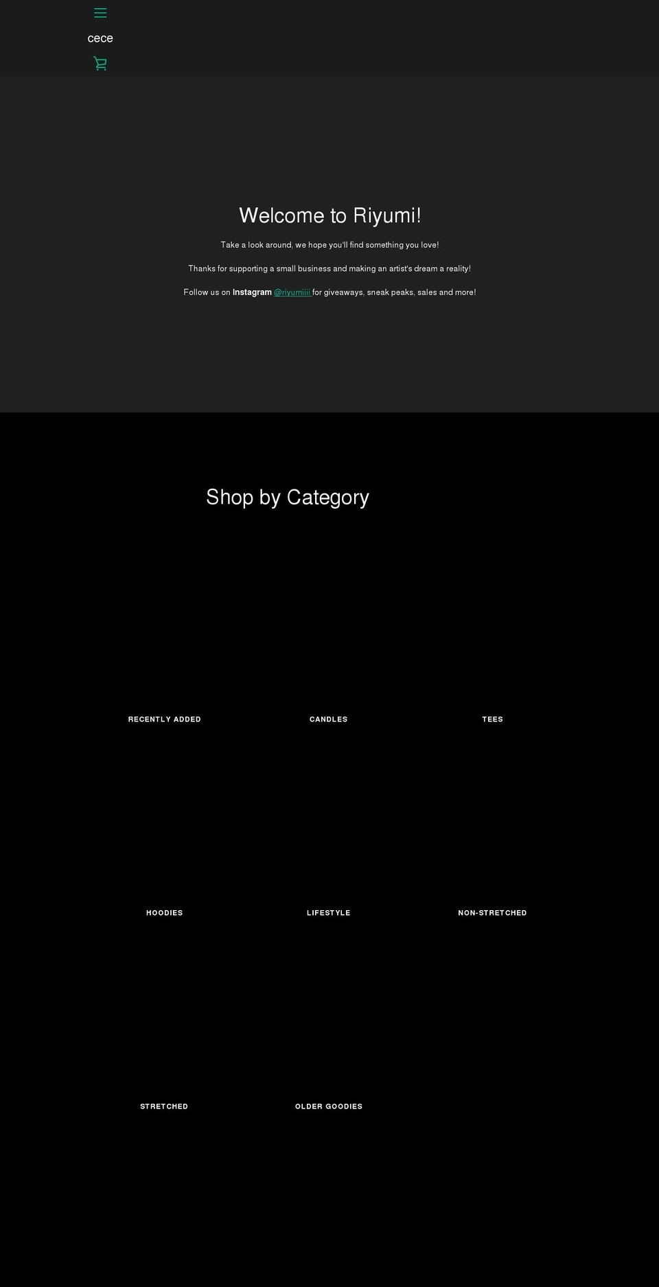 riyumiapparel.com shopify website screenshot