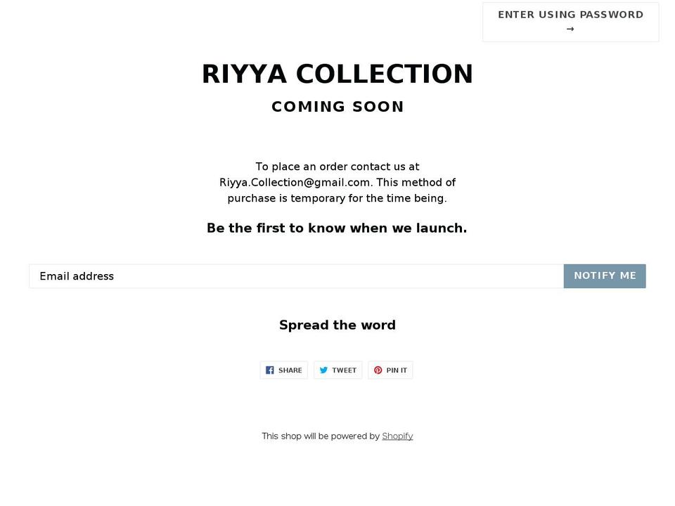 riyyacollection.com shopify website screenshot
