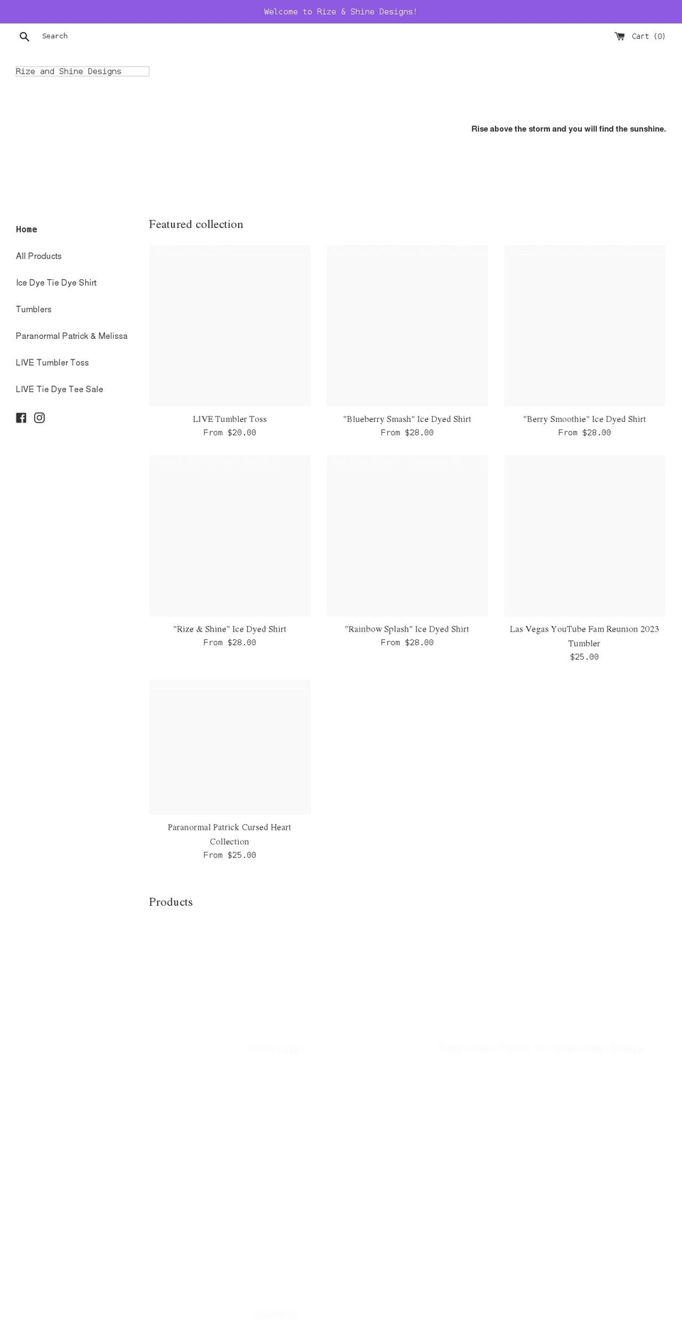 rizeandshinedesigns.com shopify website screenshot