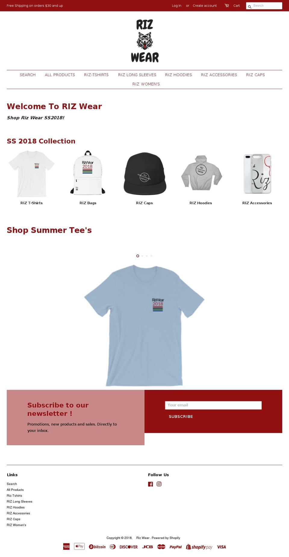 rizwear.com — Shopify storefront screenshot