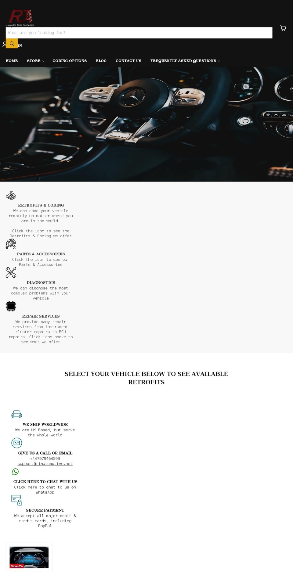 rjautomotive.net shopify website screenshot