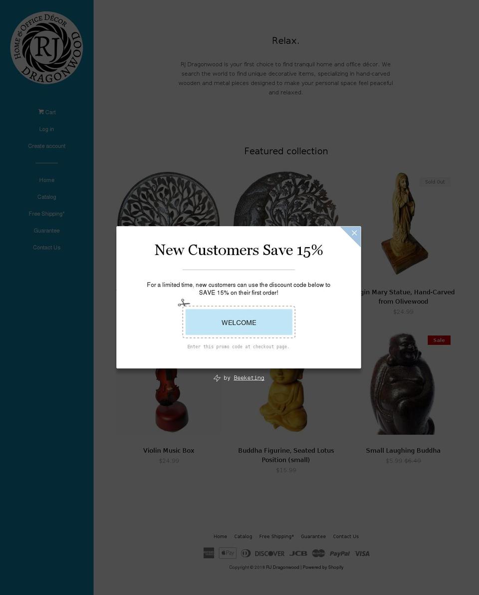 rjdragonwood.com — Shopify storefront screenshot