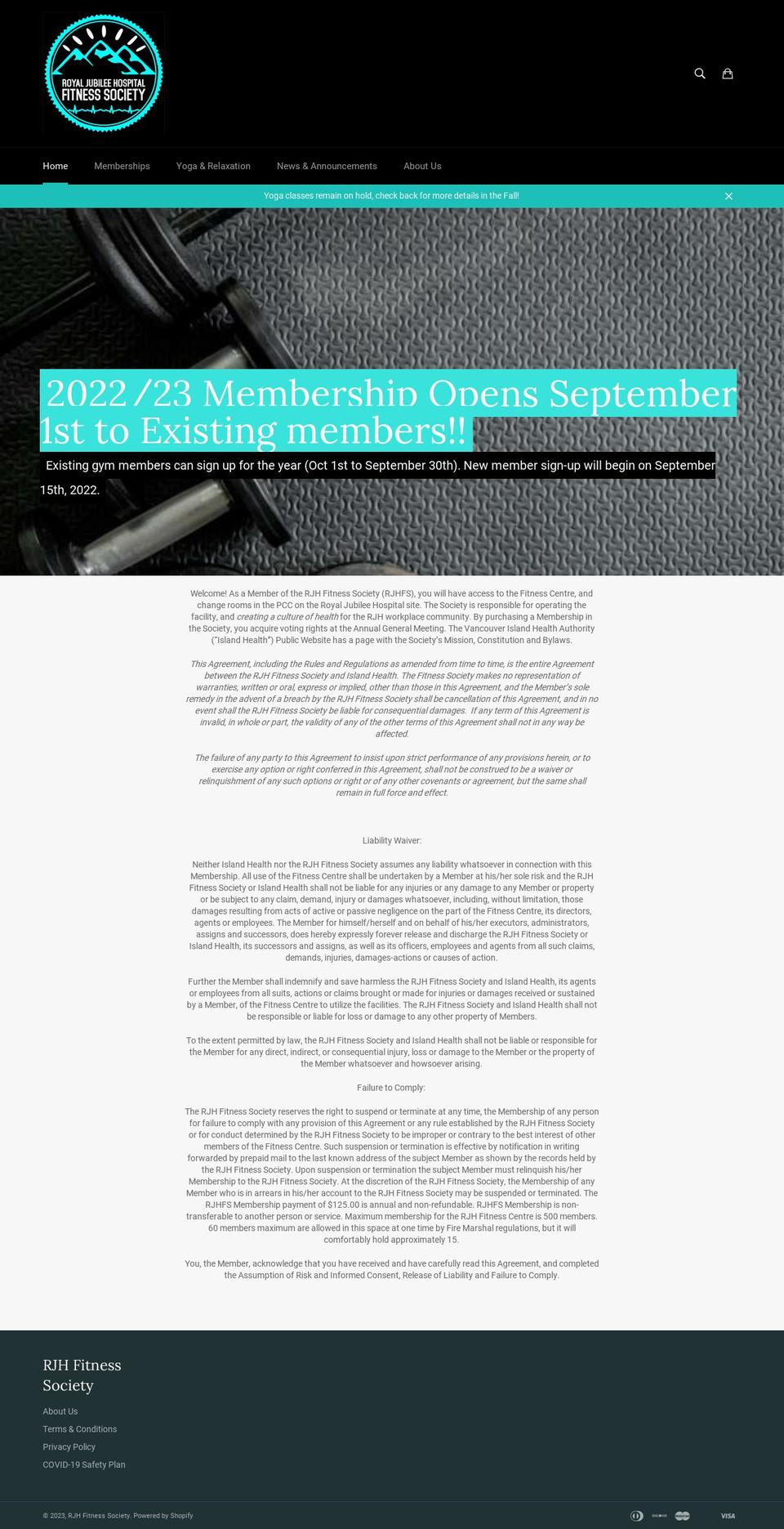 rjh-fitness-society.com — Shopify storefront screenshot