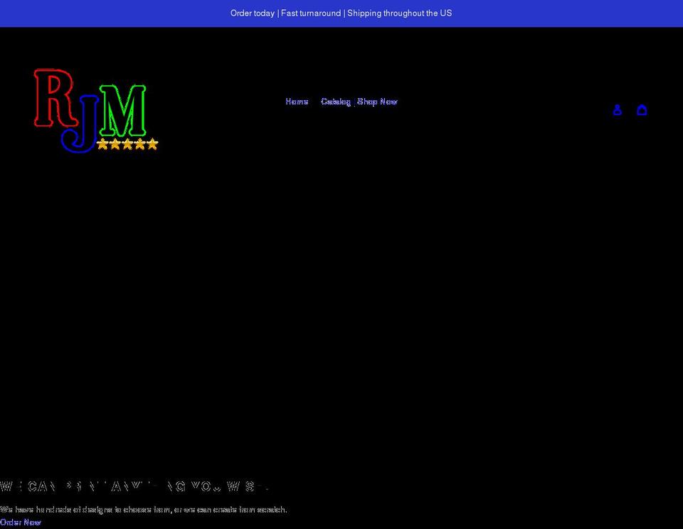 rjmcustomdesigns.com shopify website screenshot