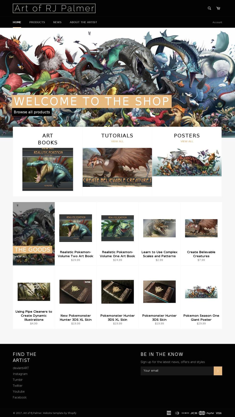 rjpalmerstore.com shopify website screenshot