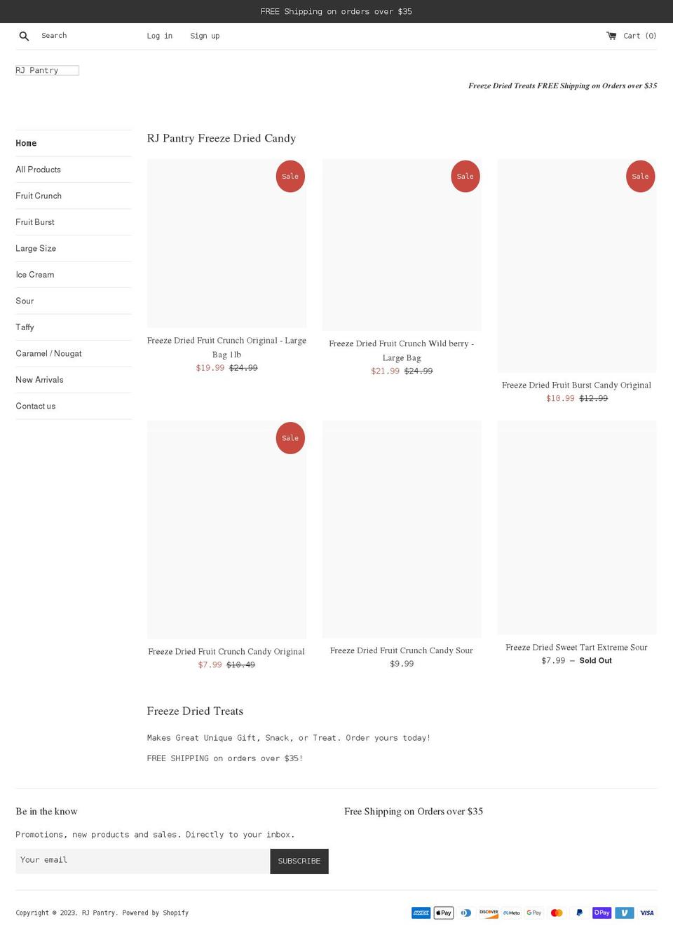rjpantry.com shopify website screenshot
