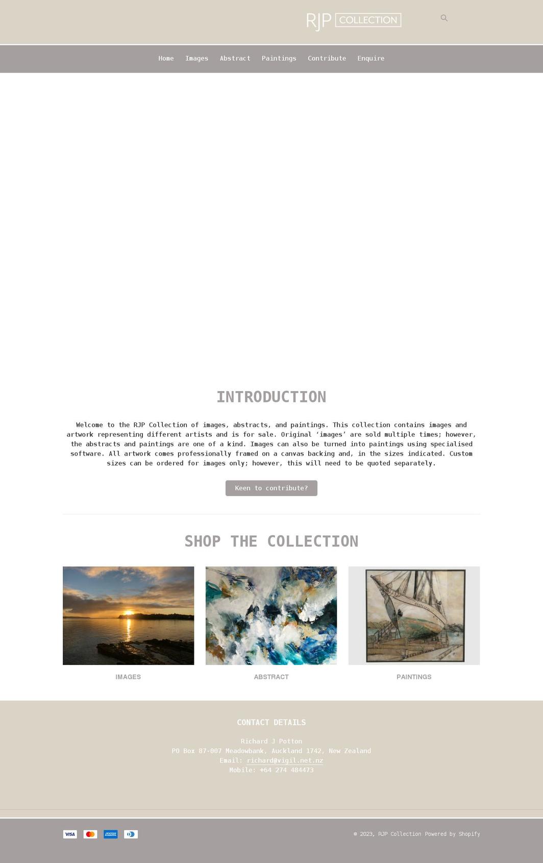rjpcollection.kiwi shopify website screenshot