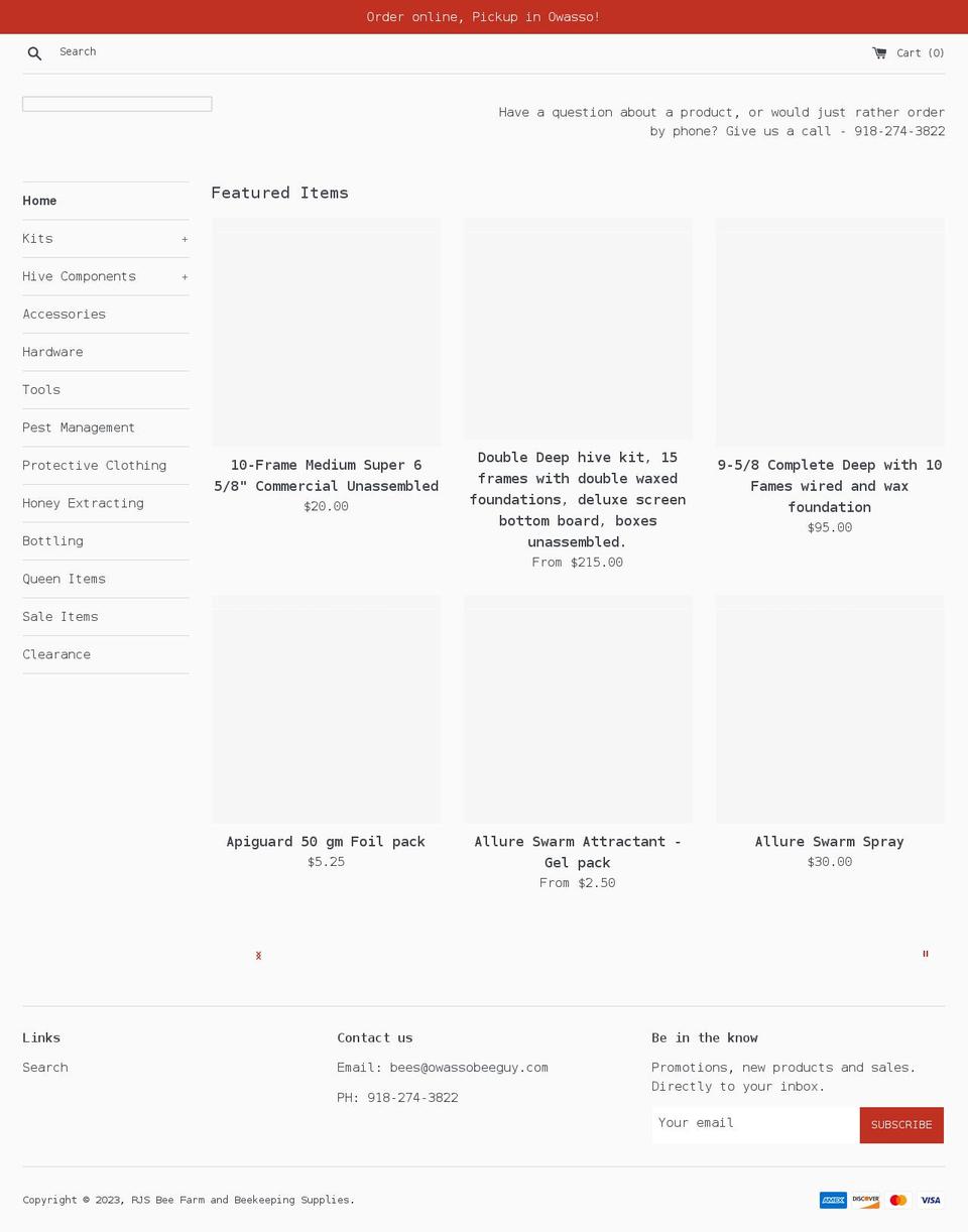 rjs-bee-farm-and-beekeeping-supplies.myshopify.com shopify website screenshot