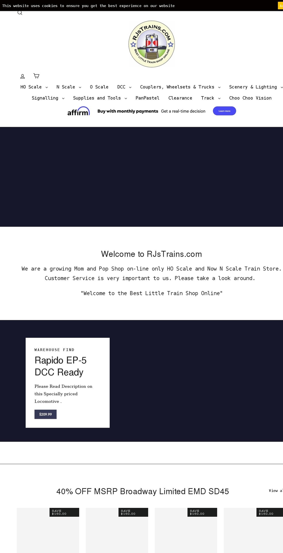 rjstrains.com shopify website screenshot