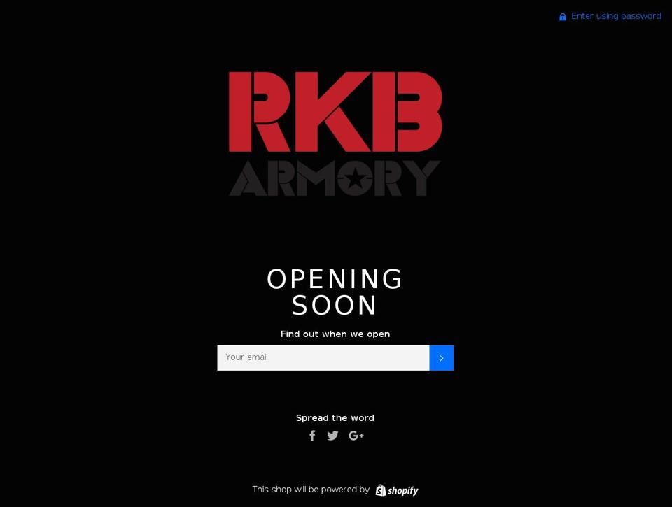 rkbarmory.com shopify website screenshot