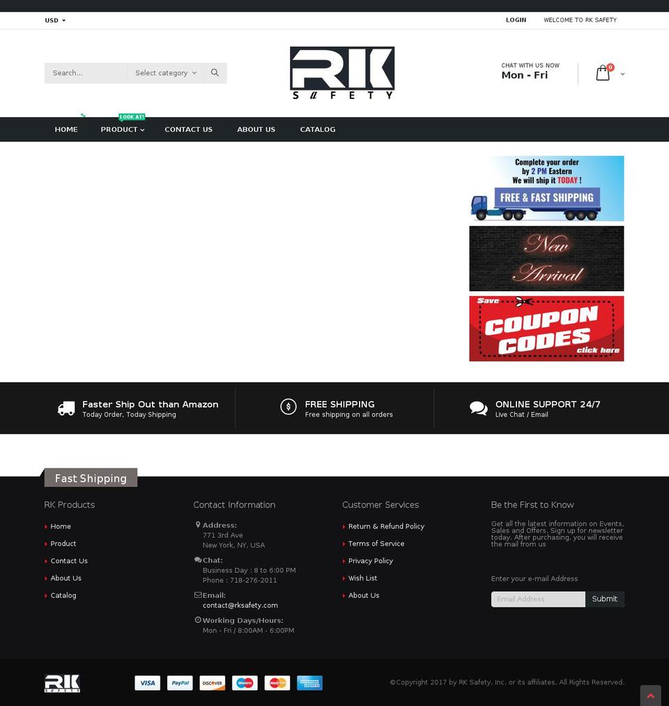 rksafety.com shopify website screenshot