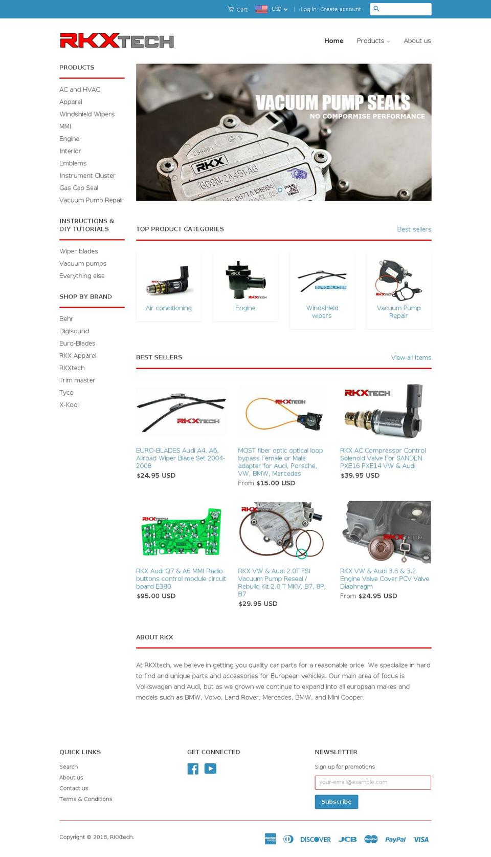 rkxtech.com shopify website screenshot