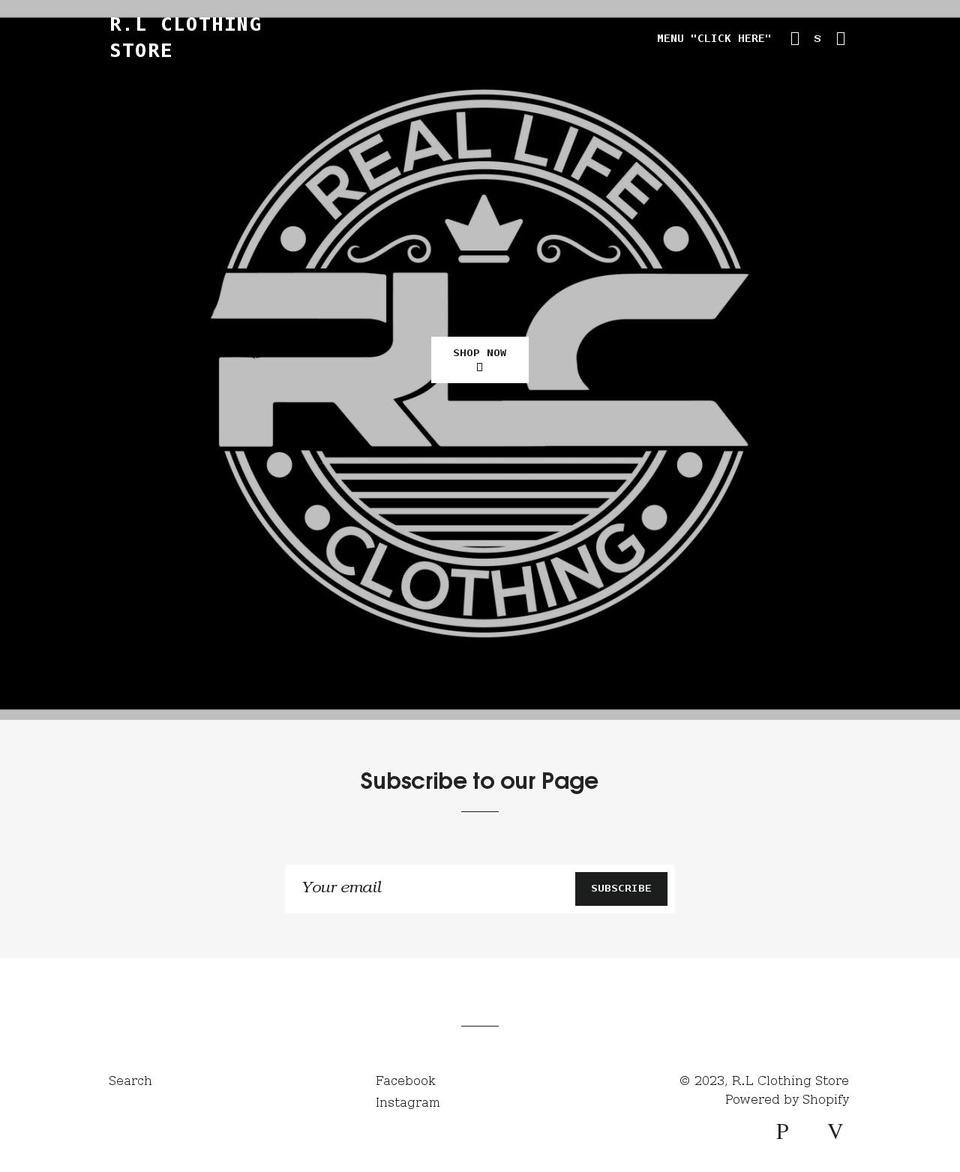 rlclothing.net shopify website screenshot