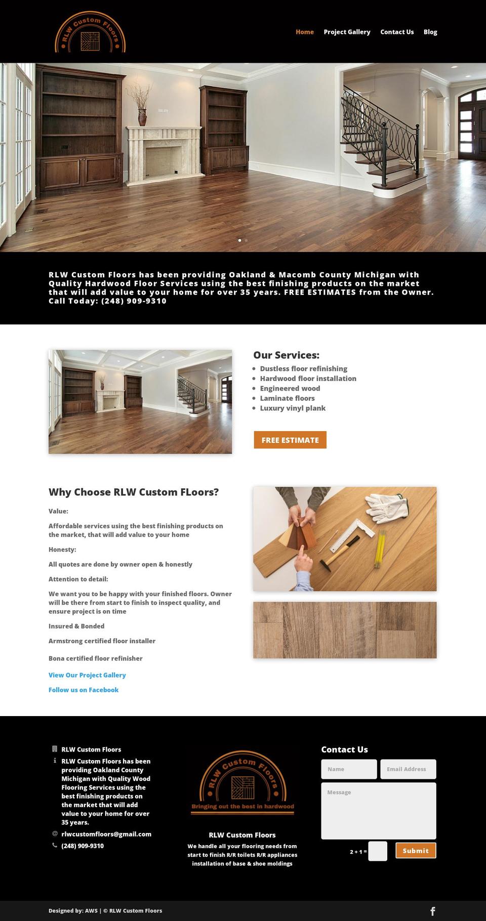 rlwcustomfloors.com — Shopify storefront screenshot