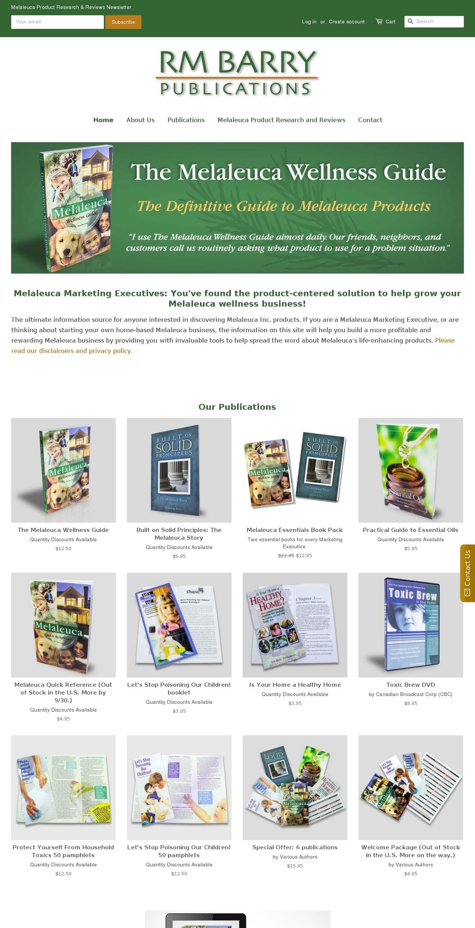 rmbarrypublications.com — Shopify storefront screenshot