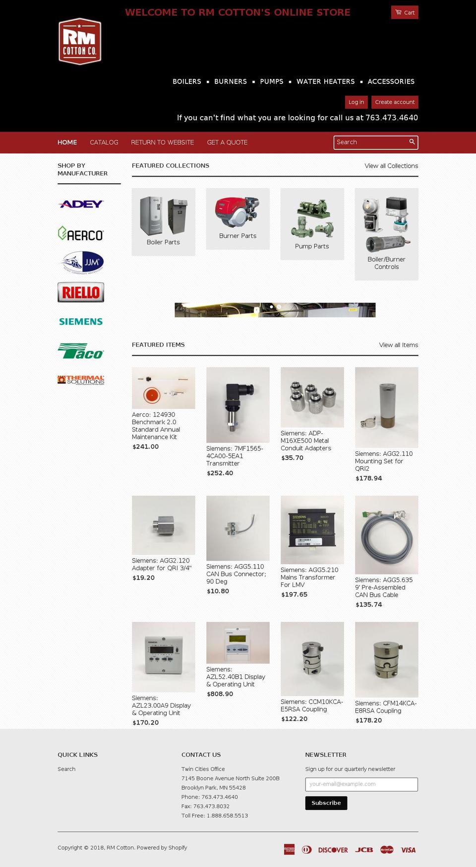 rmcottonstore.com shopify website screenshot