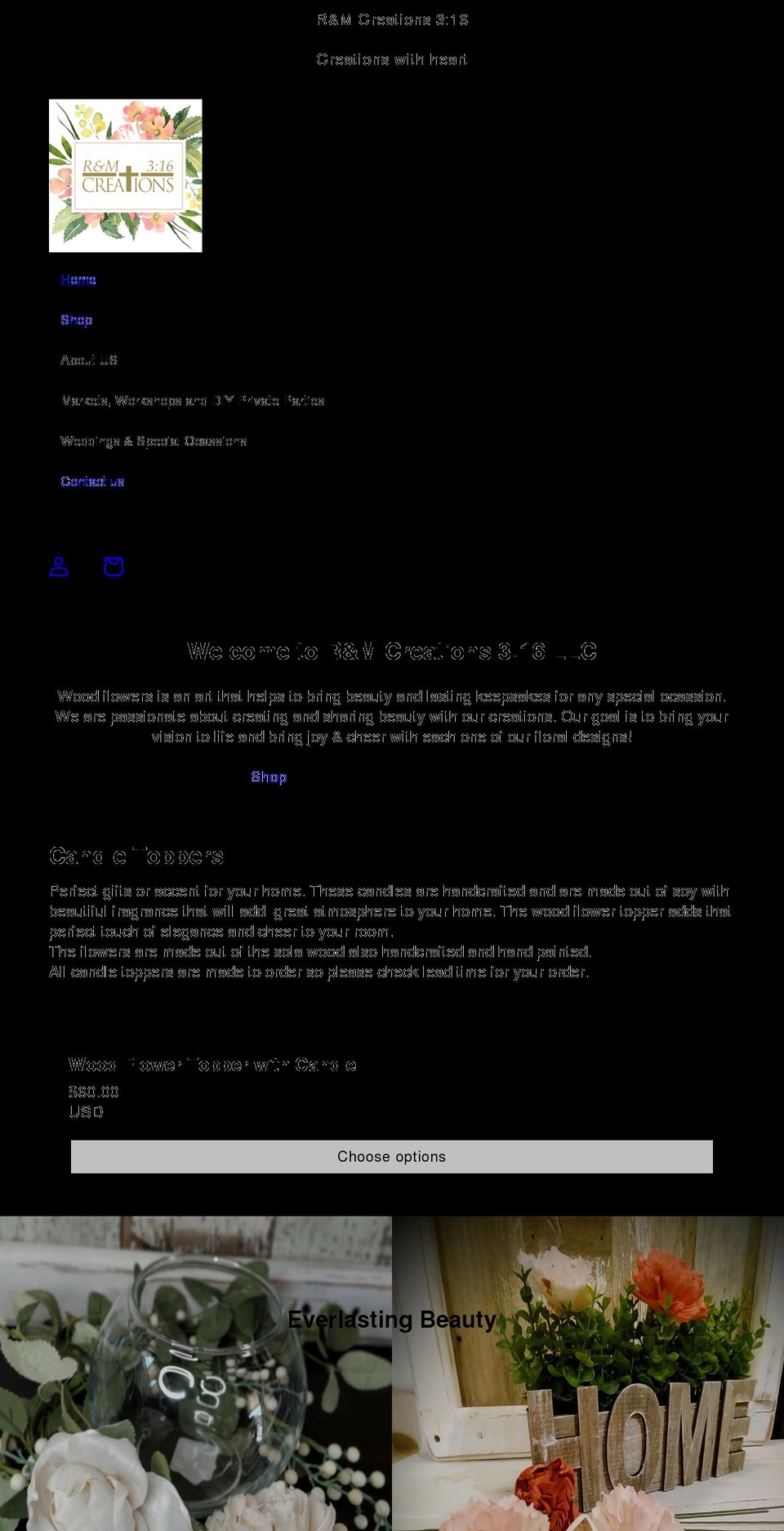 rmcreations316.com shopify website screenshot