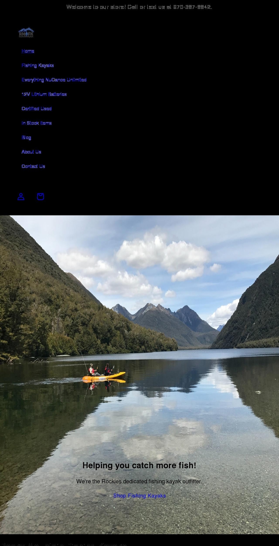 rmfishingkayaks.com — Shopify storefront screenshot