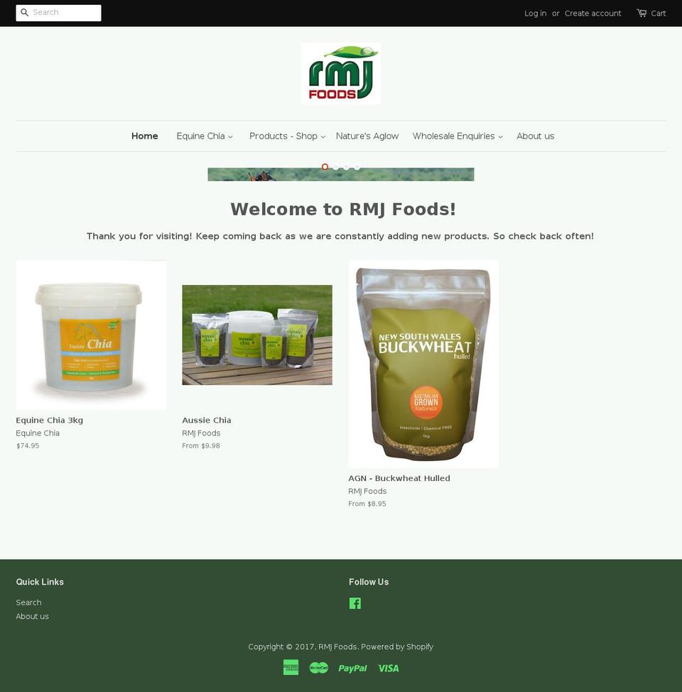 rmjfoods.com shopify website screenshot