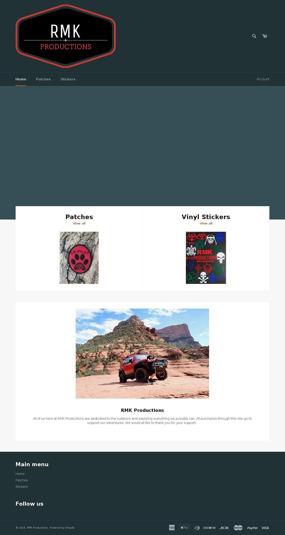 rmk-productions.com shopify website screenshot