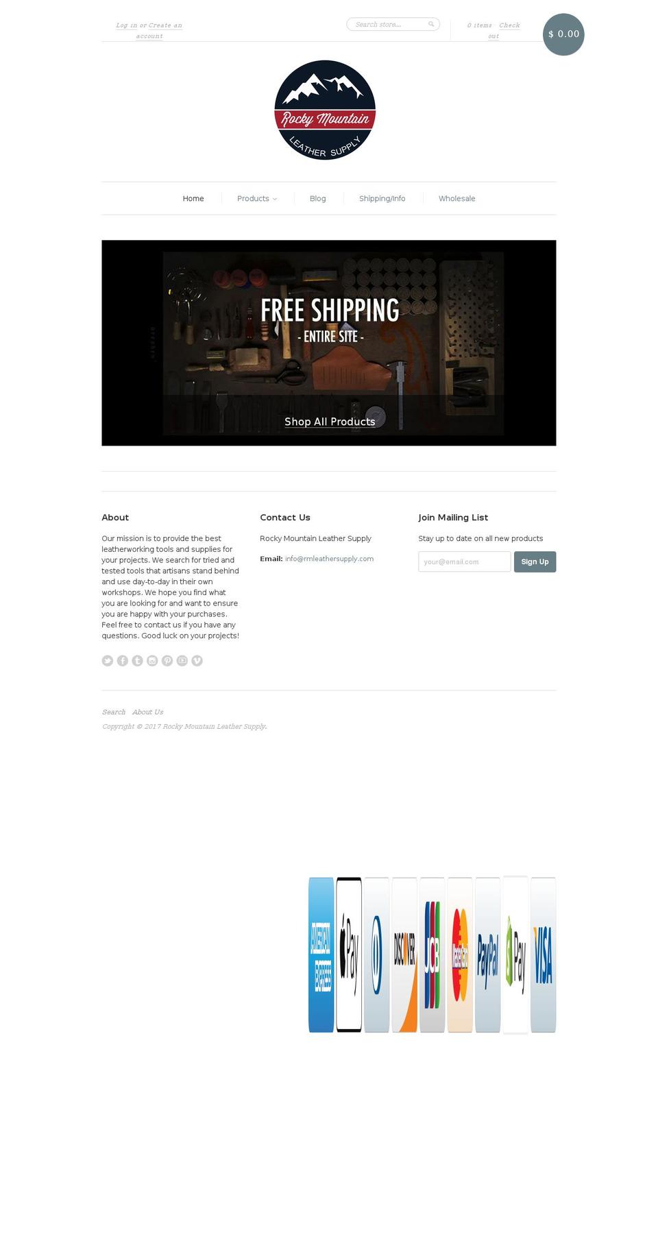 Focal Shopify theme site example rmleathersupply.com