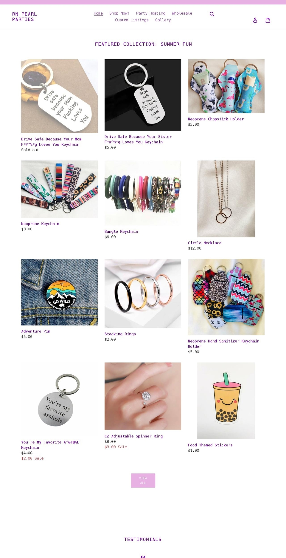 rn-pearl-parties.myshopify.com shopify website screenshot