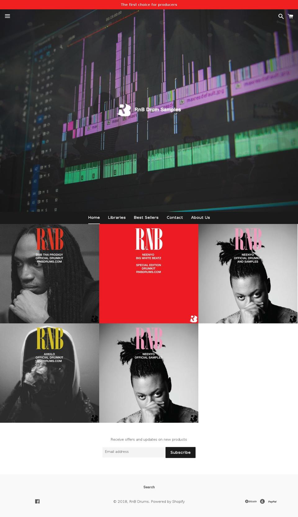 rnbdrums.com — Shopify storefront screenshot