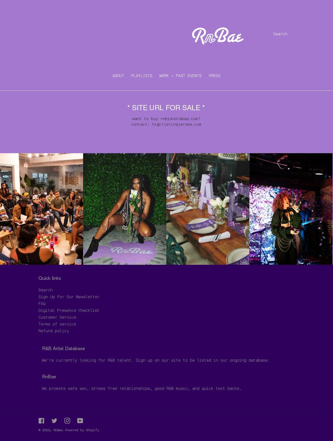 rnbisnotdead.com shopify website screenshot